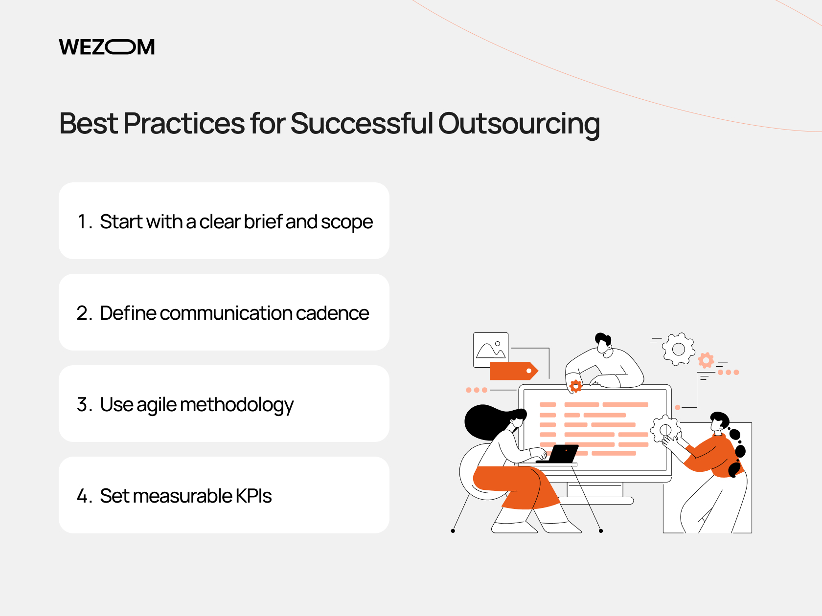 Best practices to outsource app development effectively with clear brief, agile methodology, and measurable KPIs